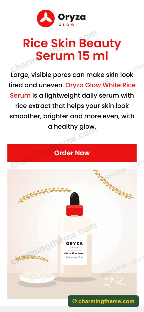 Mobile view of the skincare landing page template