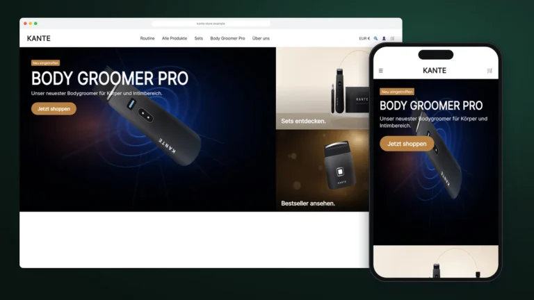 Custom Shopify homepage with hero tiles on desktop and mobile